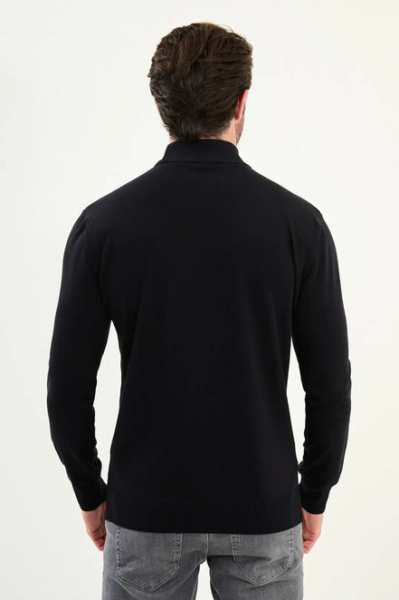 Navy Blue Mock Turtleneck Sweater