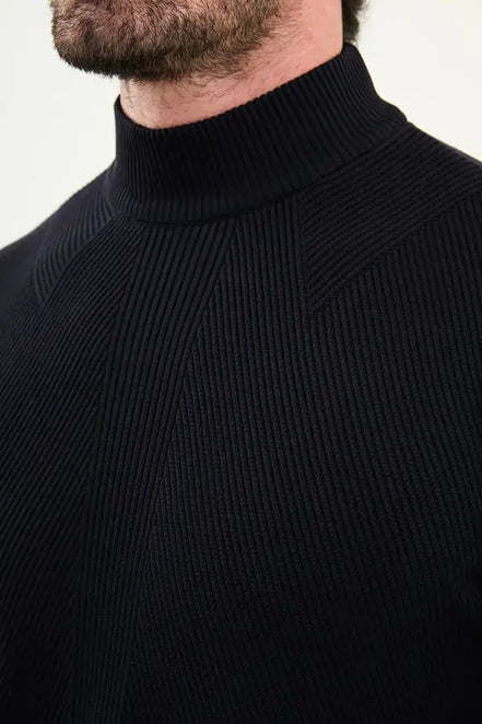 Navy Blue Mock Turtleneck Sweater for Men
