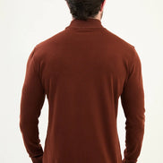 Rust Brown Mock Turtleneck Sweater