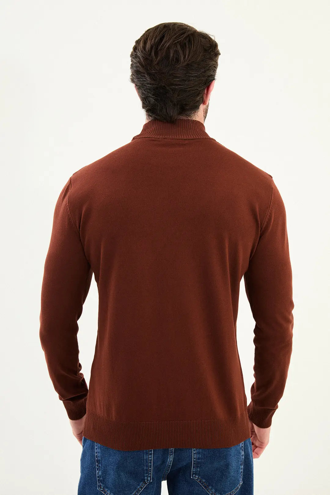 Rust Brown Mock Turtleneck Sweater