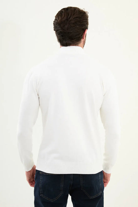 White Mock Turtleneck Sweater