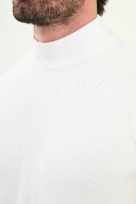 White Mock Turtleneck Sweater