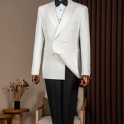 White Double Breasted Peak Lapel Tuxedo