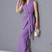 Women Sleeveless Lilac 2 Piece Suit