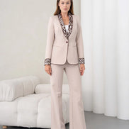 Women's Leopard Print Suit Beige