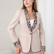 Women's Leopard Print Suit Beige