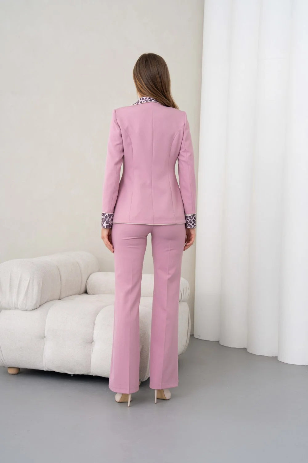 Women's Leopard Print Suit Rose Pink