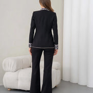 Women's Leopard Print Suit Black