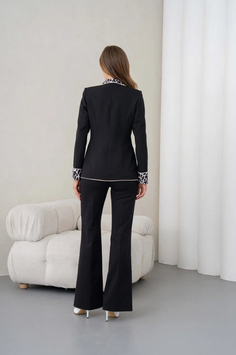 Women's Leopard Print Suit Black