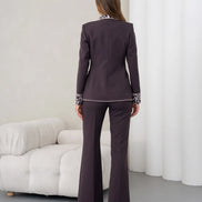 Women's Leopard Print Suit Dark Purple