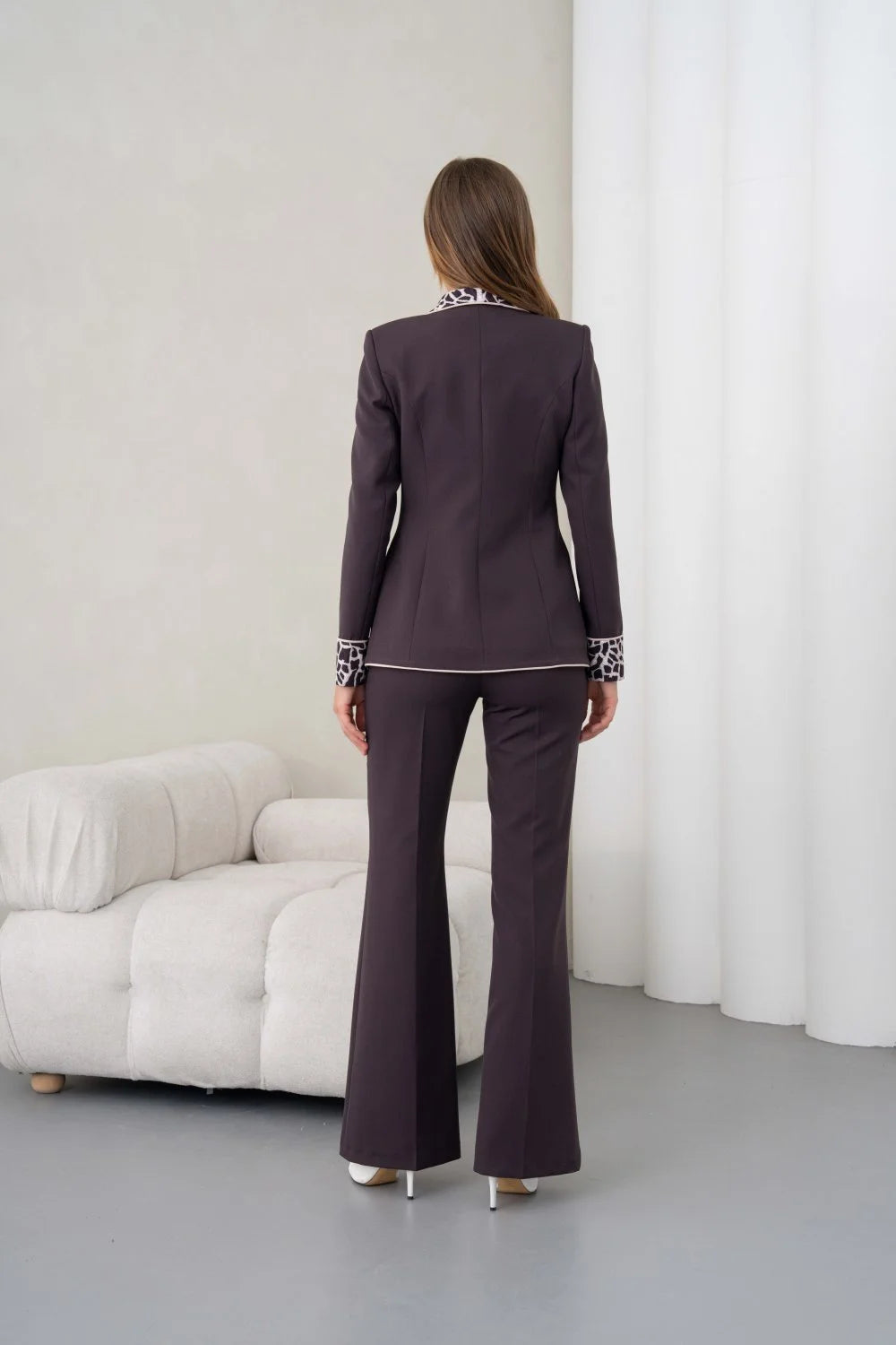 Women's Leopard Print Suit Dark Purple