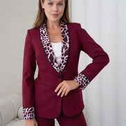 Women's Leopard Print Suit Wine Red
