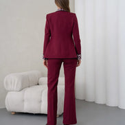 Women's Leopard Print Suit Wine Red