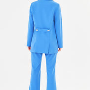 Women's Blue Blazer & Flare Trouser Suit Set