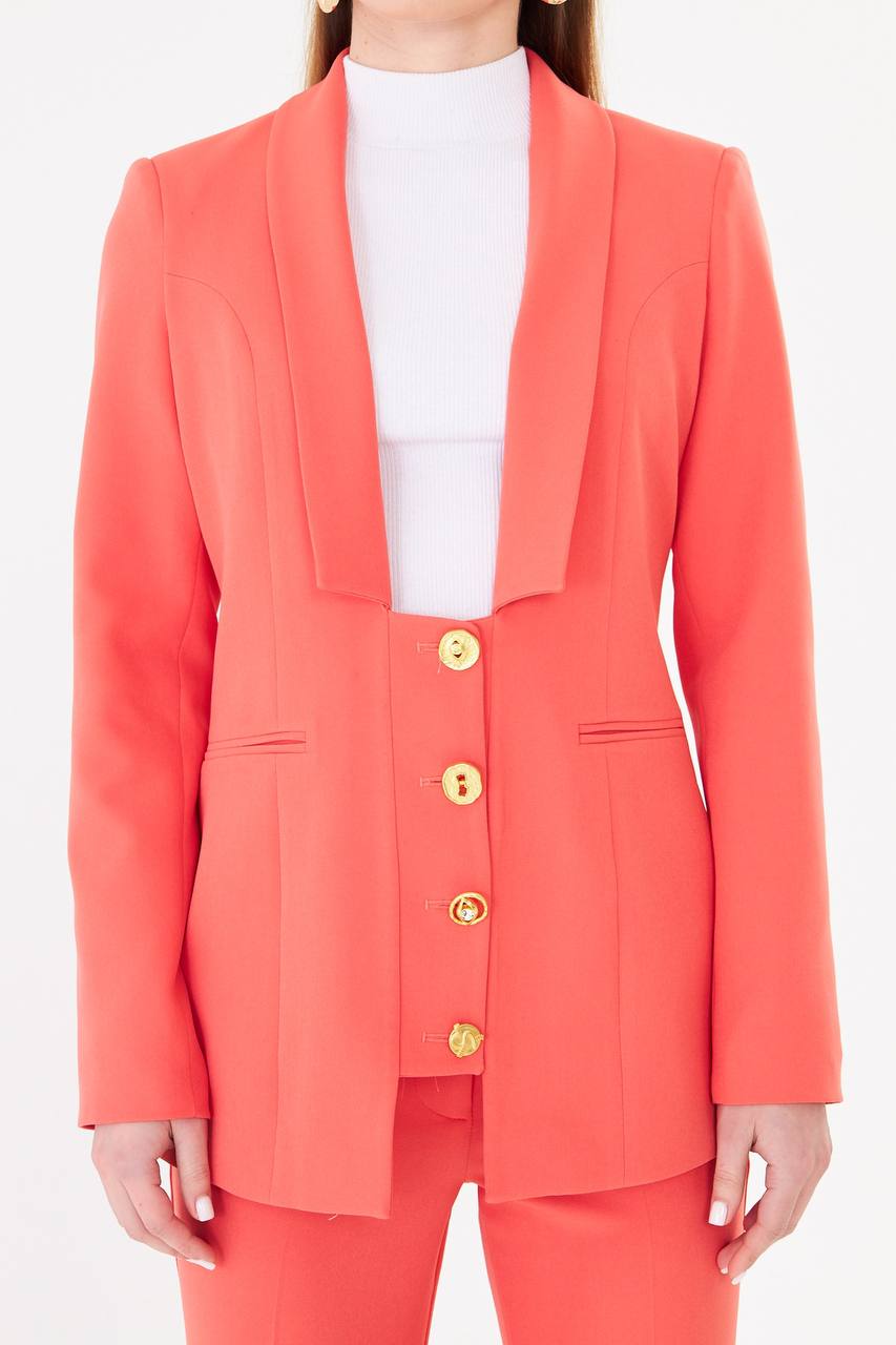 Women's Coral Blazer Flare Pants Suit Set