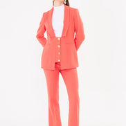 Women's Coral Blazer Flare Pants Suit Set