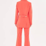 Women's Coral Blazer & Flare Trouser Suit Set