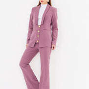 Women's Dusty Rose Blazer Flare Pants Suit Set