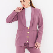 Women's Dusty Rose Blazer Flare Pants Suit Set