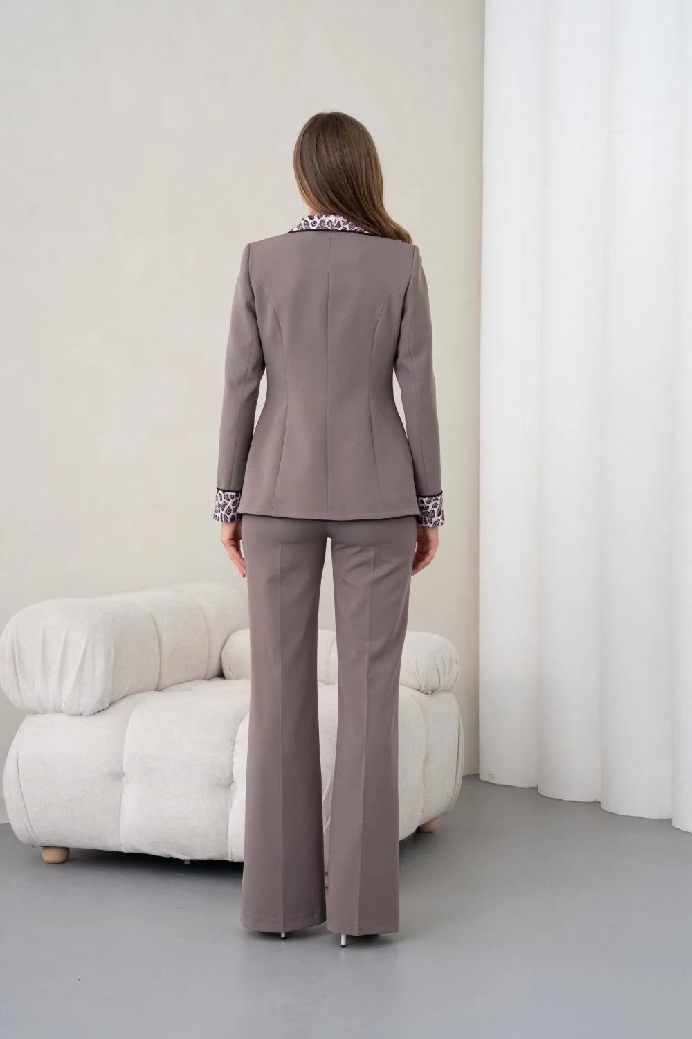 Women's Leopard Print Suit Mink