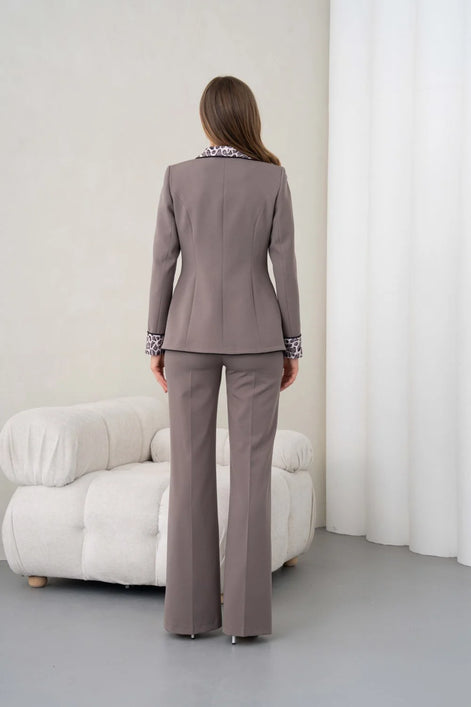 Women's Leopard Print Suit Mink