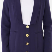 Women's Navy Blue Blazer Flare Pants Suit Set