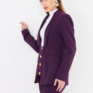 Women's Purple Blazer Flare Pants Suit Set
