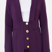 Women's Purple Blazer Flare Pants Suit Set