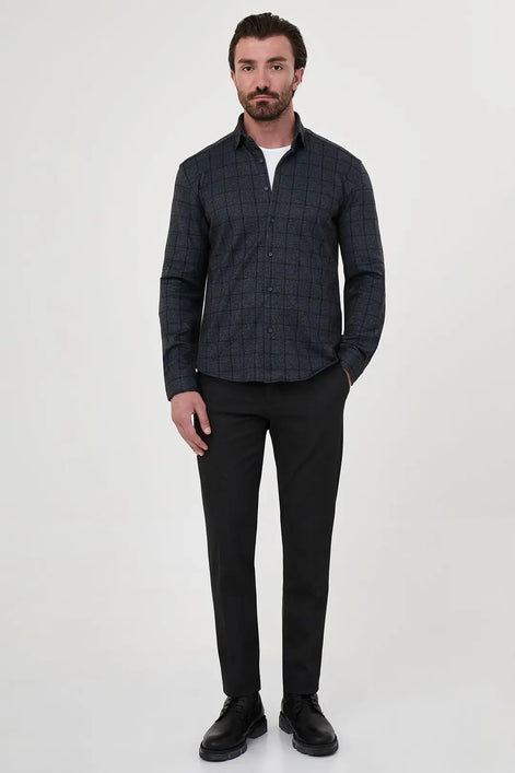 Black Windowpane Check Shirt