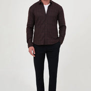 Coffee Windowpane Check Shirt