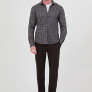 Brown Windowpane Check Shirt