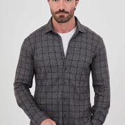 Windowpane Check Shirt Brown