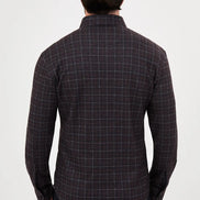 Black Wool Grid Check Shirt