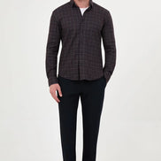 Black Wool Windowpane Shirt