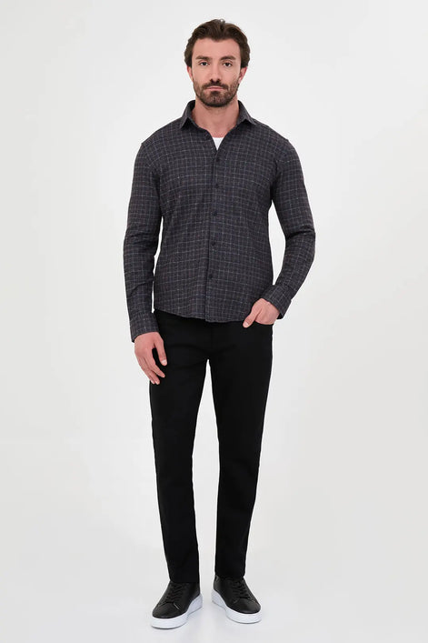 Brown Wool Grid Check