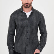 Khaki Wool Grid Check Shirt