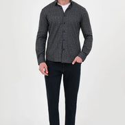 Wool Grid Check Shirt Khaki 