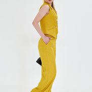 Yellow Sleeveless Vest & Wide Leg Pants