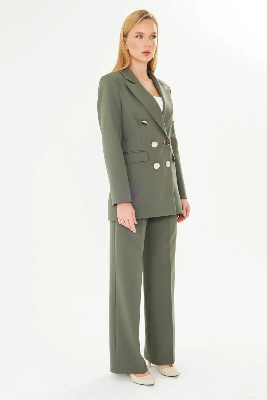 Khaki Green Business Suit for Women