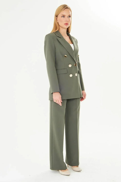 Khaki Green Business Suit for Women