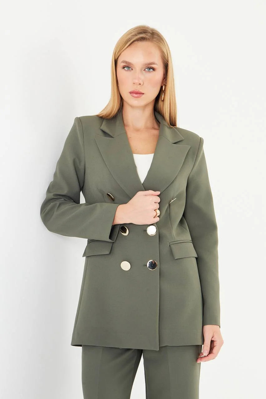 Khaki Green Business Suit for Women