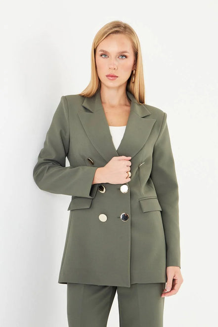 Khaki Green Business Suit for Women
