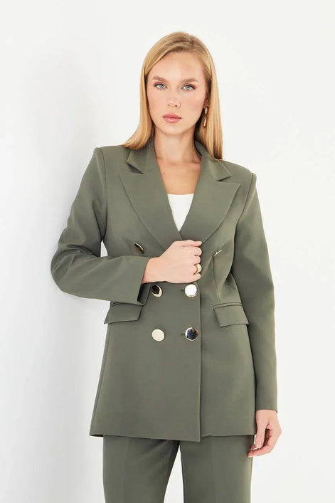 Khaki Green Business Suit for Women