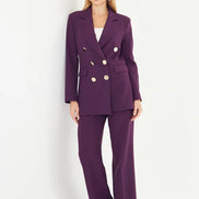 Woman wearing a purple suit