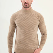 Ames Mock Turtleneck Sweater Mens Beige