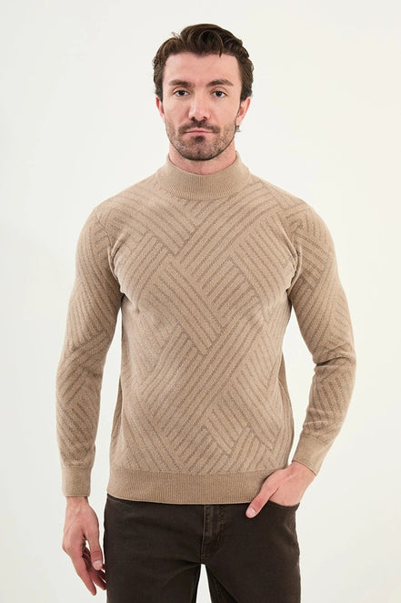 Ames Mock Turtleneck Sweater Mens Beige
