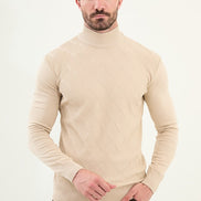 Ames Mens Mock Turtleneck Beige