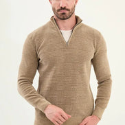 Ames Quarter Zip Sweater Mens Beige