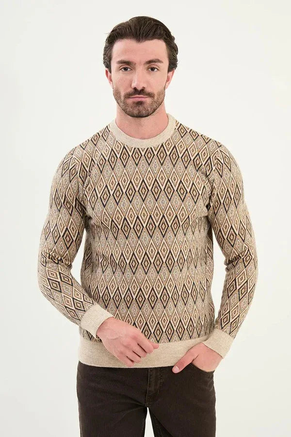 Ames Men's Wool Crewneck Sweater Beige