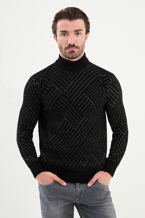 Black Mock Turtleneck Sweater
